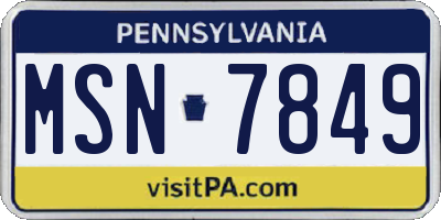 PA license plate MSN7849
