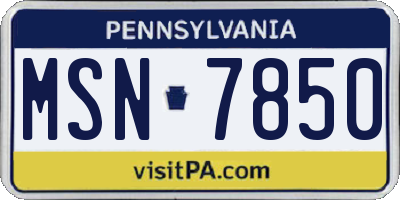 PA license plate MSN7850