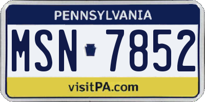 PA license plate MSN7852