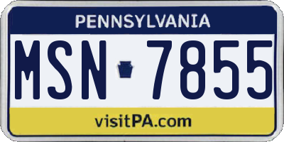 PA license plate MSN7855