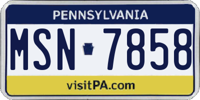 PA license plate MSN7858