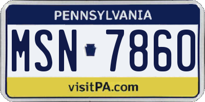 PA license plate MSN7860