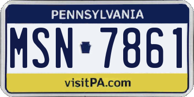 PA license plate MSN7861