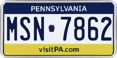 PA license plate MSN7862