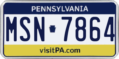 PA license plate MSN7864