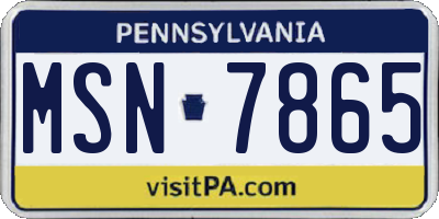 PA license plate MSN7865