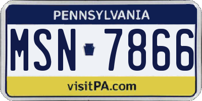 PA license plate MSN7866