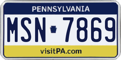 PA license plate MSN7869