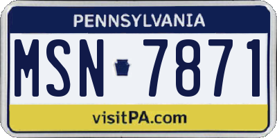 PA license plate MSN7871