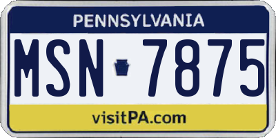 PA license plate MSN7875