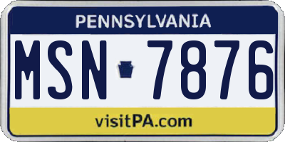 PA license plate MSN7876
