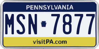 PA license plate MSN7877