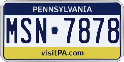 PA license plate MSN7878