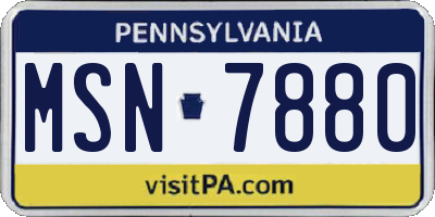 PA license plate MSN7880