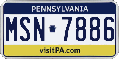 PA license plate MSN7886