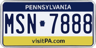 PA license plate MSN7888