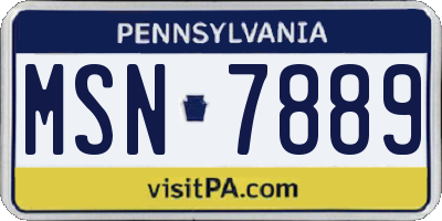 PA license plate MSN7889