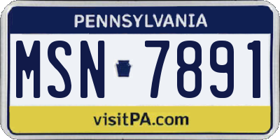 PA license plate MSN7891