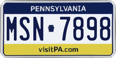 PA license plate MSN7898