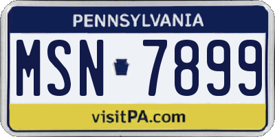 PA license plate MSN7899
