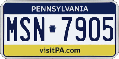 PA license plate MSN7905