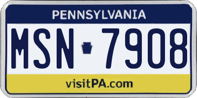 PA license plate MSN7908