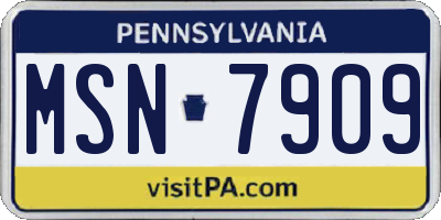 PA license plate MSN7909
