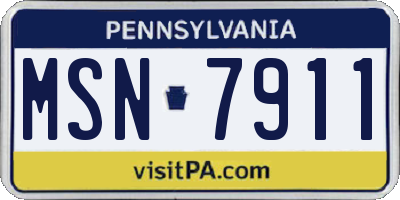 PA license plate MSN7911