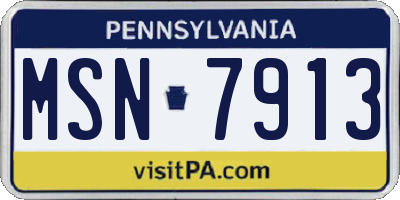 PA license plate MSN7913