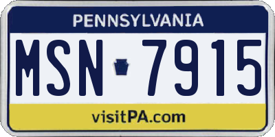 PA license plate MSN7915
