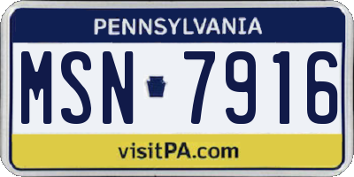 PA license plate MSN7916