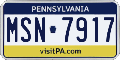 PA license plate MSN7917
