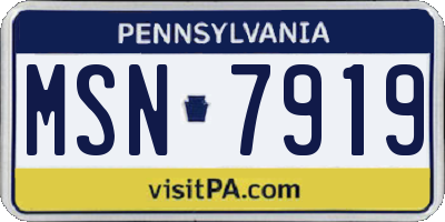 PA license plate MSN7919