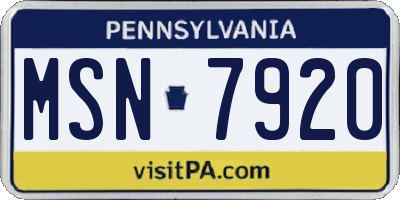 PA license plate MSN7920