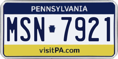 PA license plate MSN7921