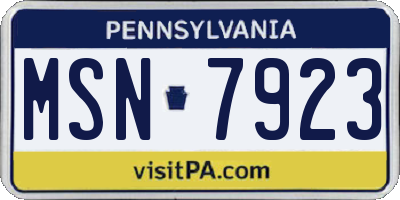 PA license plate MSN7923