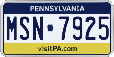 PA license plate MSN7925