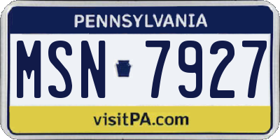 PA license plate MSN7927