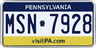 PA license plate MSN7928