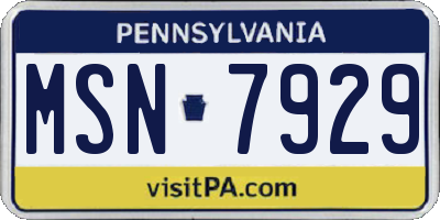 PA license plate MSN7929