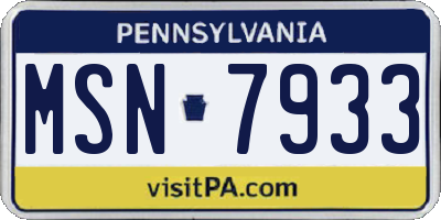 PA license plate MSN7933