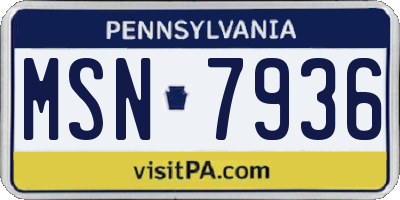 PA license plate MSN7936