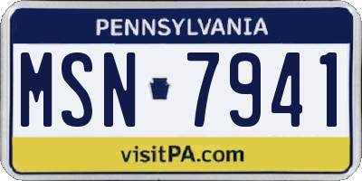PA license plate MSN7941
