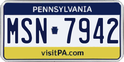 PA license plate MSN7942