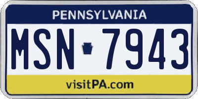 PA license plate MSN7943