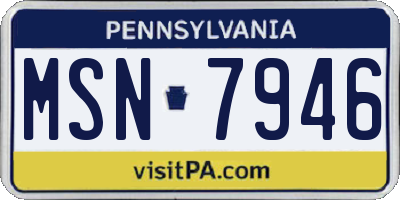 PA license plate MSN7946