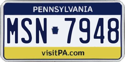 PA license plate MSN7948