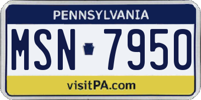 PA license plate MSN7950