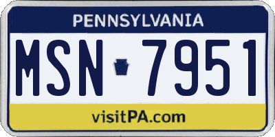 PA license plate MSN7951