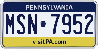 PA license plate MSN7952